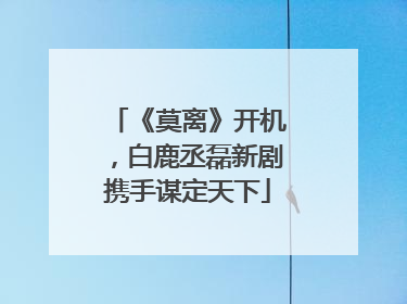 《莫离》开机，白鹿丞磊新剧携手谋定天下