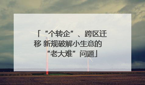 “个转企”、跨区迁移 新规破解小生意的“老大难”问题