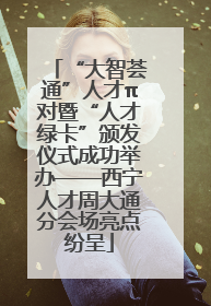 “大智荟通”人才π对暨“人才绿卡”颁发仪式成功举办——西宁人才周大通分会场亮点纷呈
