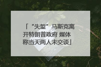 “失望”马斯克离开特朗普政府 媒体称当天两人未交谈