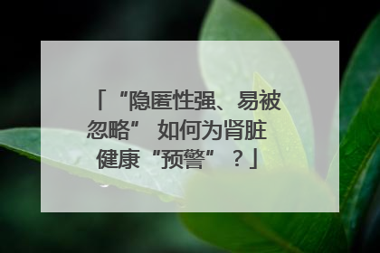 “隐匿性强、易被忽略” 如何为肾脏健康“预警”？