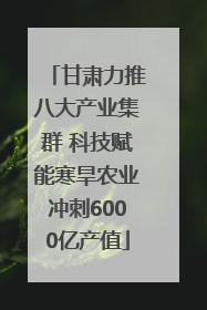 甘肃力推八大产业集群 科技赋能寒旱农业冲刺6000亿产值