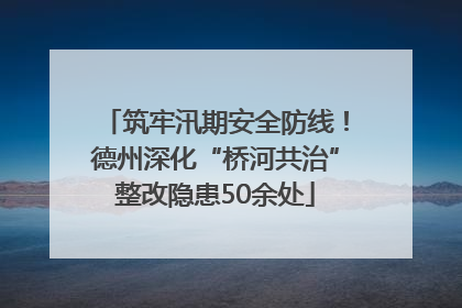 筑牢汛期安全防线！德州深化“桥河共治”整改隐患50余处