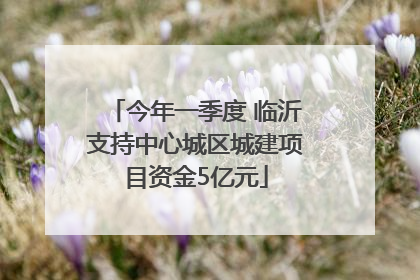 今年一季度 临沂支持中心城区城建项目资金5亿元
