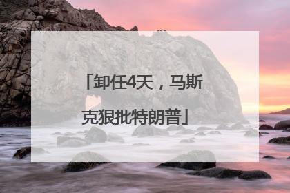 卸任4天，马斯克狠批特朗普