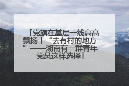 党旗在基层一线高高飘扬丨“去有村的地方”——湖南有一群青年党员这样选择
