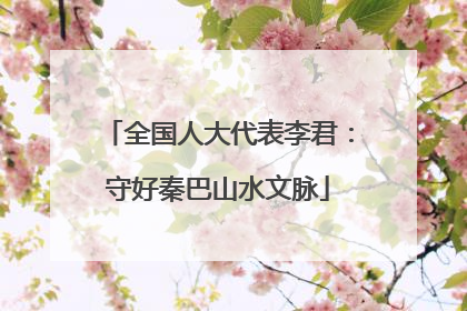 全国人大代表李君：守好秦巴山水文脉