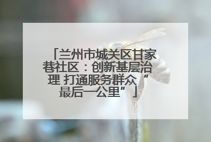 兰州市城关区甘家巷社区：创新基层治理 打通服务群众“最后一公里”