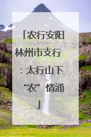农行安阳林州市支行：太行山下“农”情涌