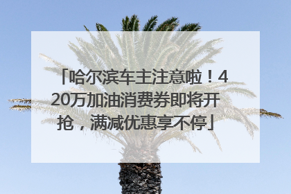 哈尔滨车主注意啦！420万加油消费券即将开抢，满减优惠享不停