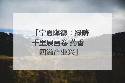 宁夏隆德：绿畴千里展画卷 药香四溢产业兴