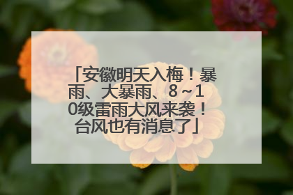 安徽明天入梅！暴雨、大暴雨、8～10级雷雨大风来袭！台风也有消息了