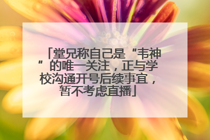 堂兄称自己是“韦神”的唯一关注，正与学校沟通开号后续事宜，暂不考虑直播