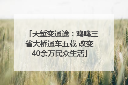 天堑变通途：鸡鸣三省大桥通车五载 改变40余万民众生活