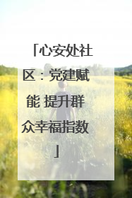 心安处社区：党建赋能 提升群众幸福指数
