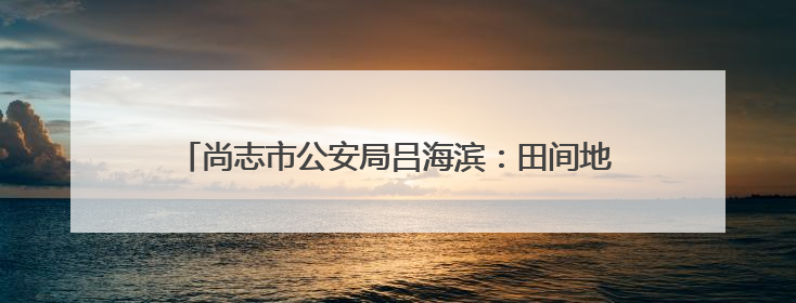 尚志市公安局吕海滨：田间地头皆警务 心系百姓护平安