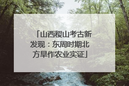 山西稷山考古新发现:东周时期北方旱作农业实证
