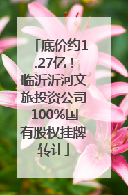 底价约1.27亿！临沂沂河文旅投资公司100%国有股权挂牌转让