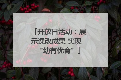 开放日活动：展示课改成果 实现“幼有优育”