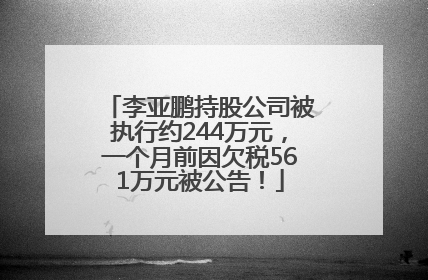 李亚鹏持股公司被执行约244万元，一个月前因欠税561万元被公告！