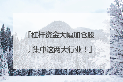 杠杆资金大幅加仓股，集中这两大行业！