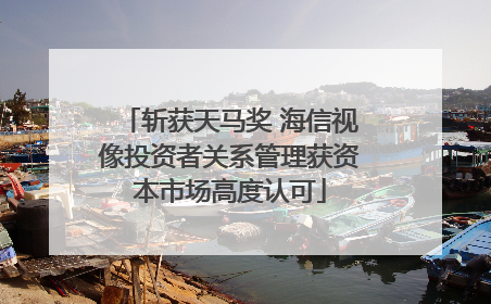 斩获天马奖 海信视像投资者关系管理获资本市场高度认可