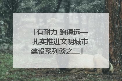 有耐力 跑得远——扎实推进文明城市建设系列谈之二