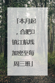 本月起，合肥⇋镇江航线加密至每周三班