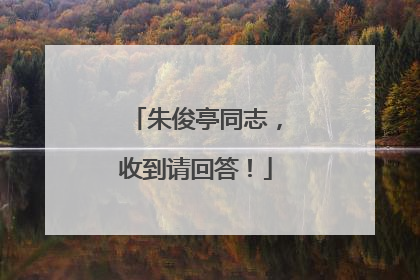 朱俊亭同志，收到请回答！