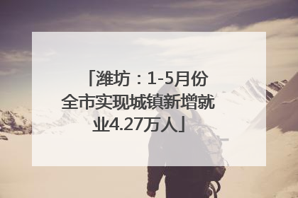 潍坊：1-5月份全市实现城镇新增就业4.27万人