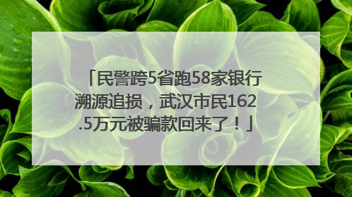 民警跨5省跑58家银行溯源追损，武汉市民162.5万元被骗款回来了！