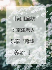 河北廊坊：京津老人乐享“跨城养老”