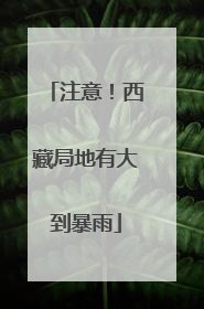注意！西藏局地有大到暴雨