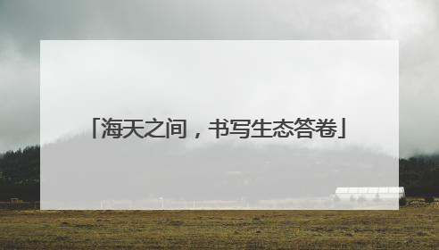 海天之间，书写生态答卷