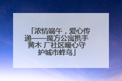 浓情端午，爱心传递——魔方公寓携手黄木 厂社区暖心守护城市蜂鸟