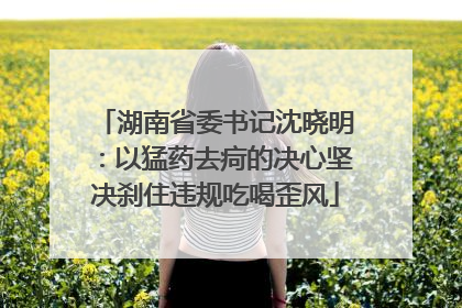 湖南省委书记沈晓明：以猛药去疴的决心坚决刹住违规吃喝歪风