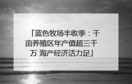 蓝色牧场丰收季：千亩养殖区年产值超三千万 海产经济活力足
