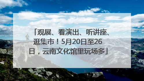 观展、看演出、听讲座、逛集市！5月20日至26日，云南文化馆里玩场多