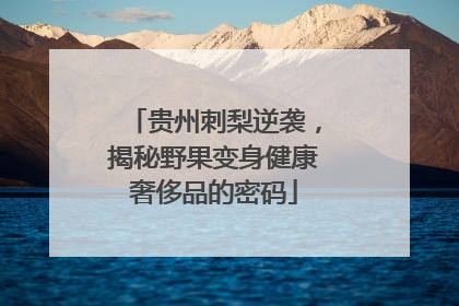 贵州刺梨逆袭，揭秘野果变身健康奢侈品的密码