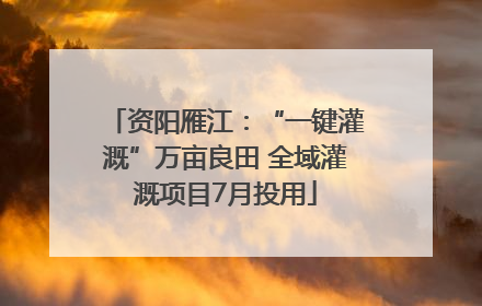 资阳雁江：“一键灌溉”万亩良田 全域灌溉项目7月投用