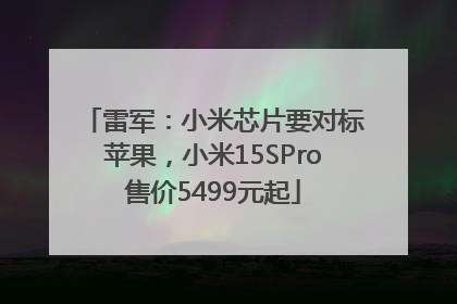雷军：小米芯片要对标苹果，小米15SPro售价5499元起