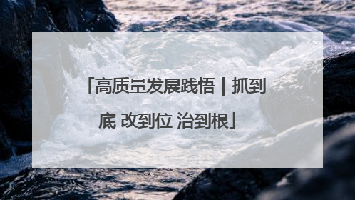 高质量发展践悟｜抓到底 改到位 治到根