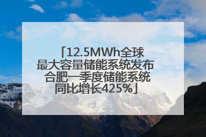 12.5MWh全球最大容量储能系统发布 合肥一季度储能系统同比增长425%