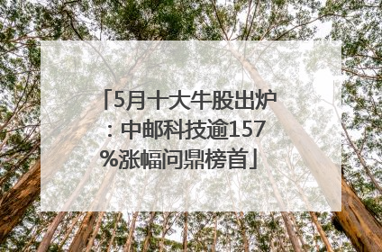 5月十大牛股出炉：中邮科技逾157%涨幅问鼎榜首